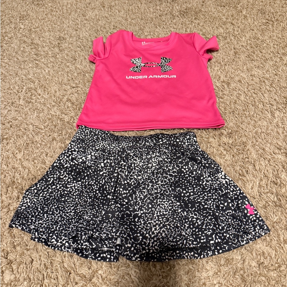 Under Armour Girls 4T Pink and Black Speckled Squort set